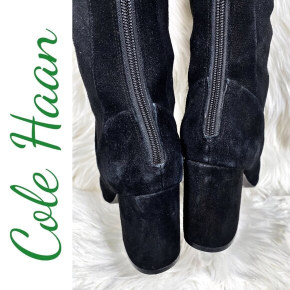COLE HAAN DARCIA Over-the-Knee Black Suede Boot, Size 7 - Picture 7 of 12
